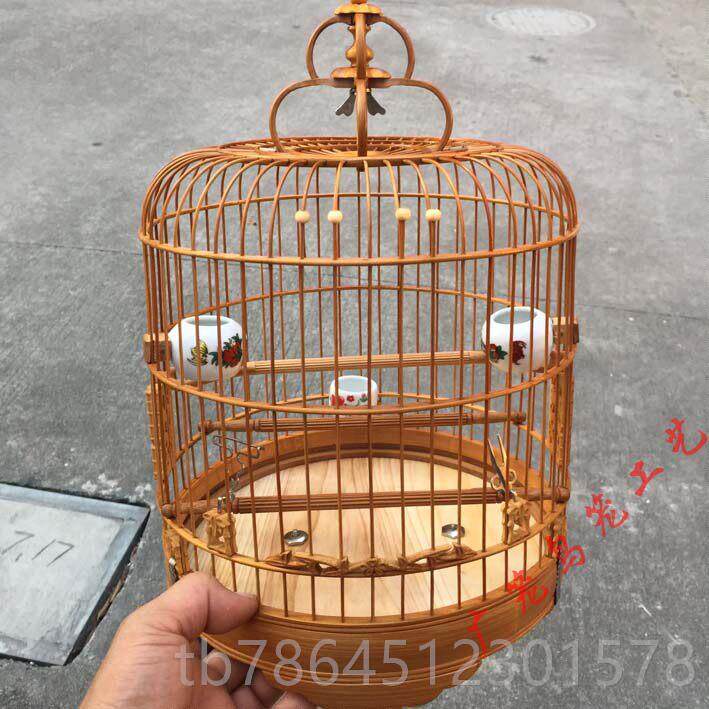 高档清广式雕花竹远节小笼子配芙蓉金青鸟笼笼竹竹笼绣眼笼件广笼