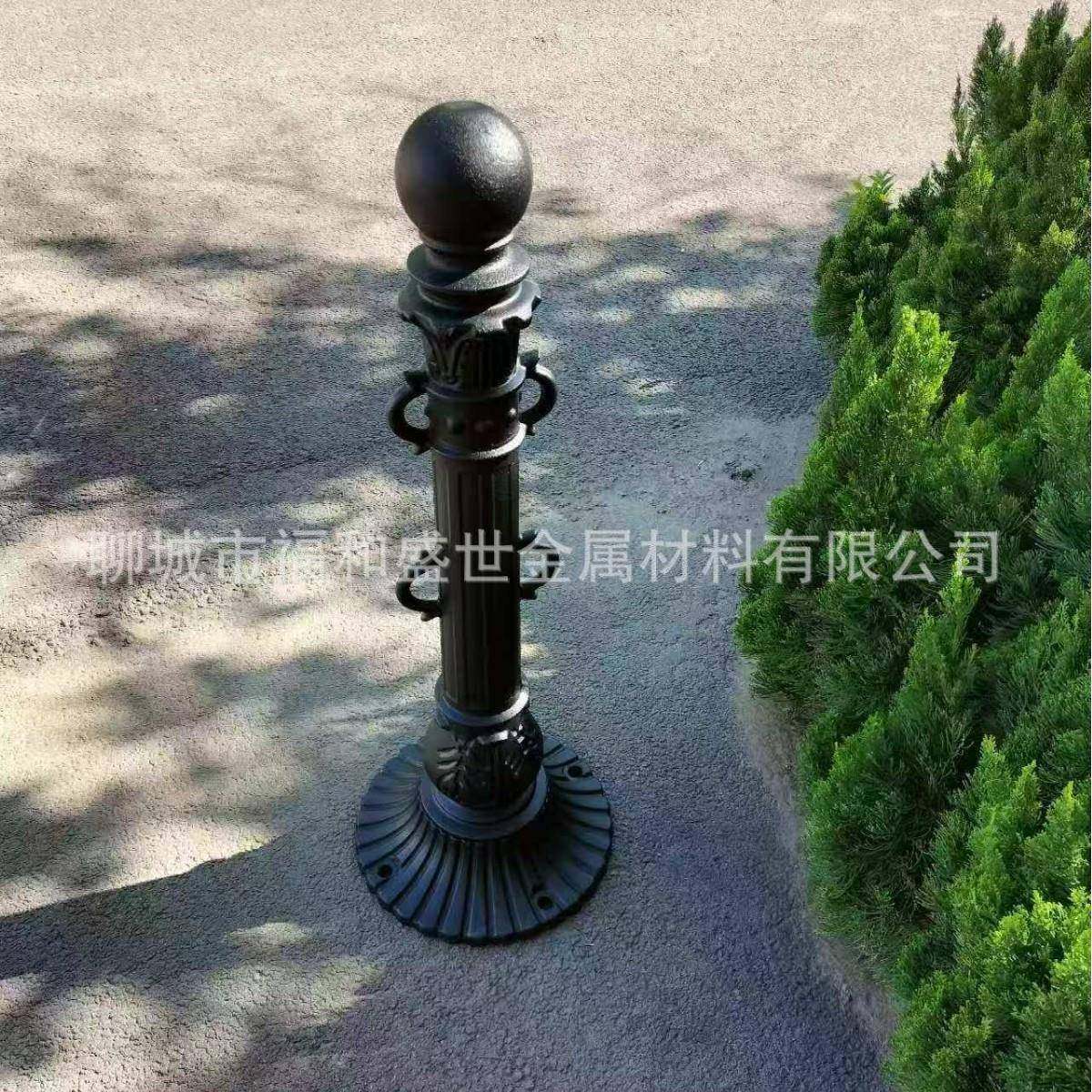 螺丝固定款铸铁挡车柱河道铁链款防护围栏隔离桩路障