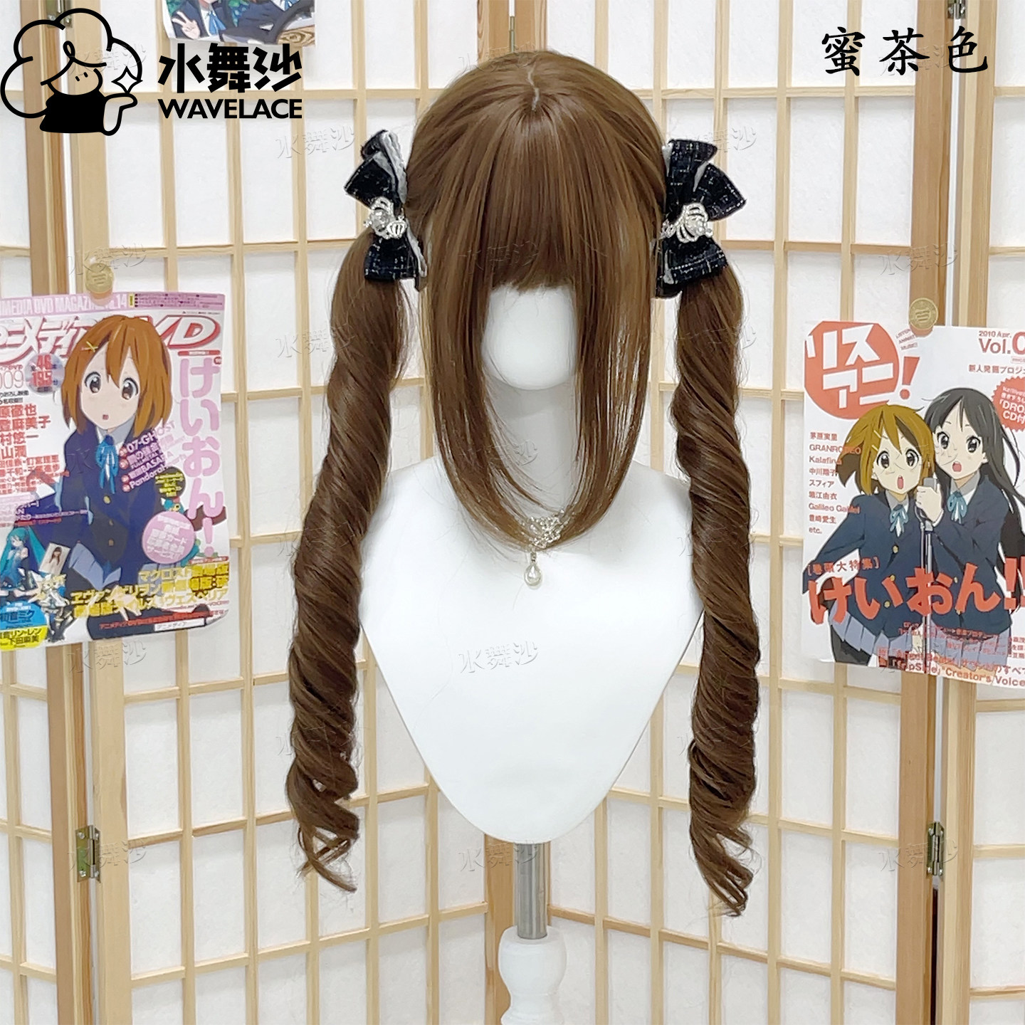 加长鬓角水舞沙双马尾假发Lolita可爱自然浏海jk女卷发假发全头套