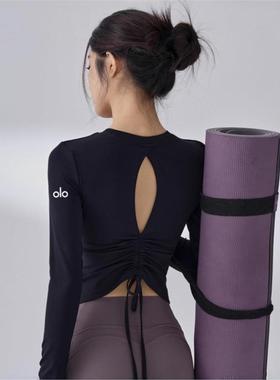 美国NOMALO训练高级胸垫镂空普拉提紧身带服运动上衣长袖美背瑜伽