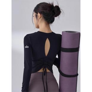 美国NOMALO训练高级胸垫镂空普拉提紧身带服运动上衣长袖 美背瑜伽