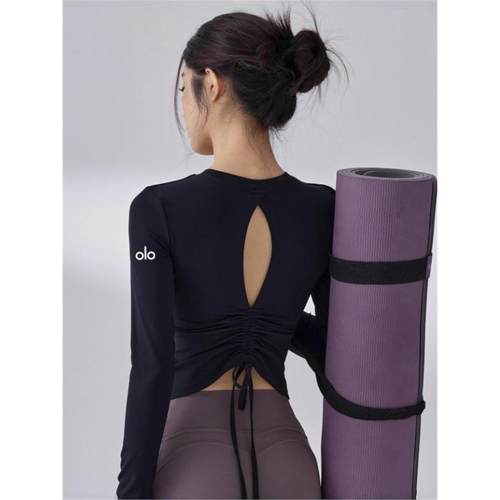 美国NOMALO训练高级胸垫镂空普拉提紧身带服运动上衣长袖美背瑜伽