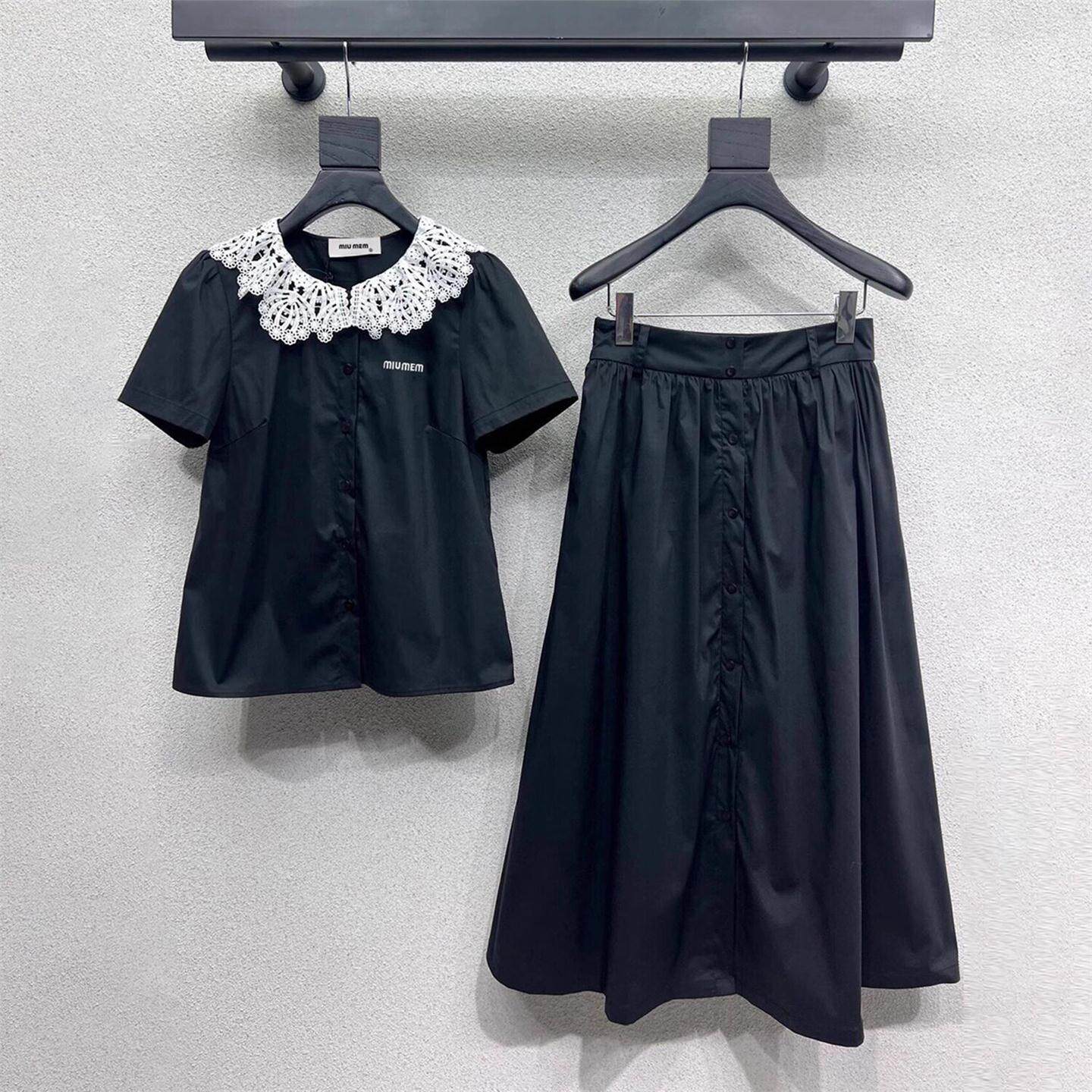 ROUUE STAR夏季】女装2025半身裙衬衫娃娃高端套装蕾丝上衣领