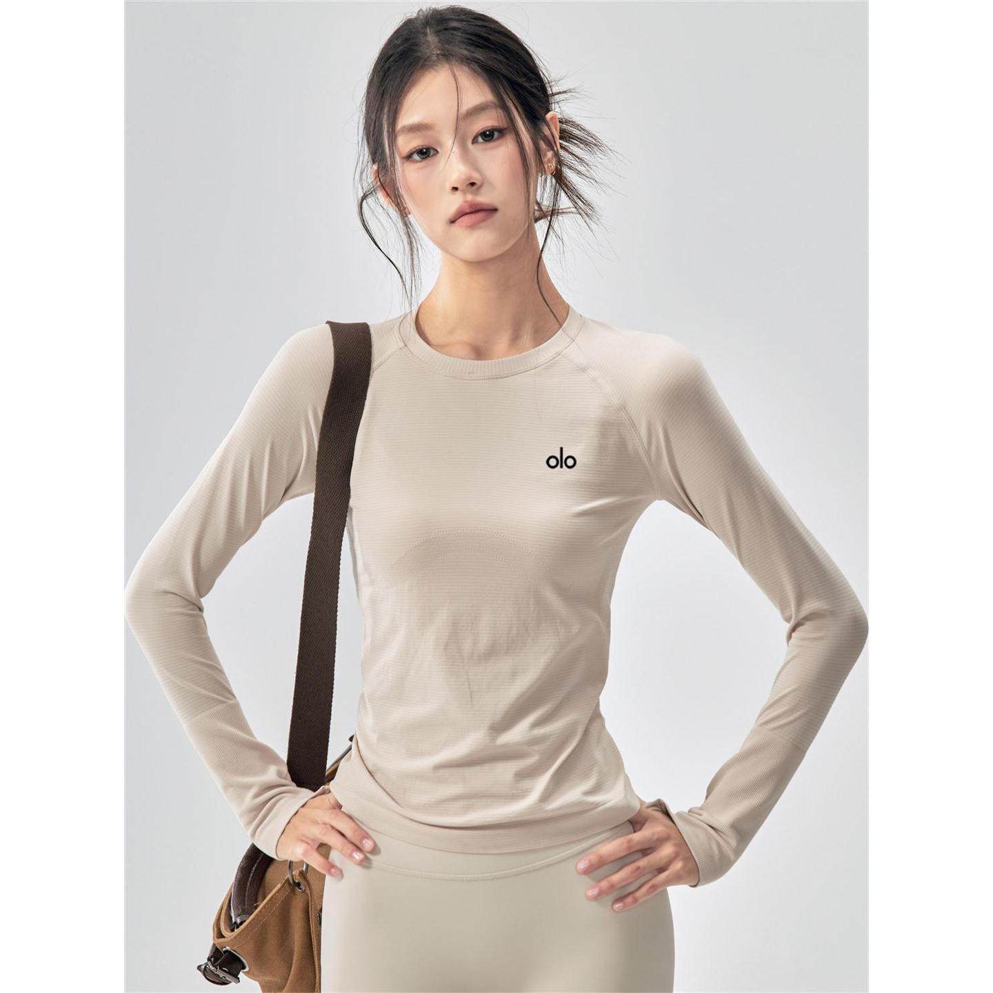 美国NOMALO修身美国运动训练普拉提长袖服弹力圆领瑜伽新透气上衣