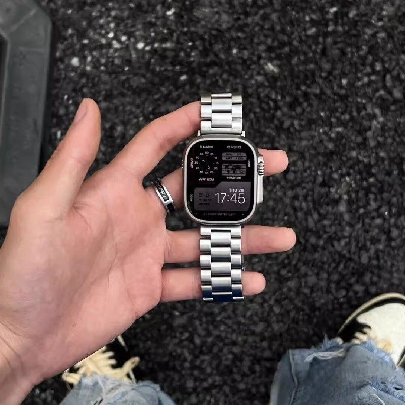 linevek适用苹果三株不锈钢表带