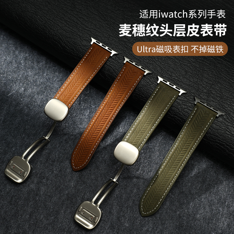 linevek新款麦穗纹表带适用苹果