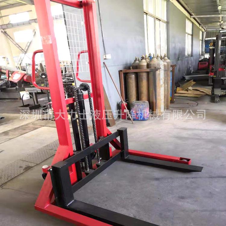 1吨宽支腿手动堆高车加宽液压升高车升降装卸叉车