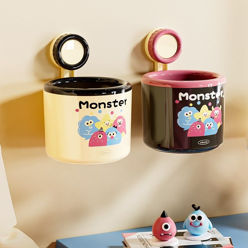 精选吸盘垃圾桶壁挂废弃洗脸巾悬挂式收纳桶家用卫生间小怪兽桌面