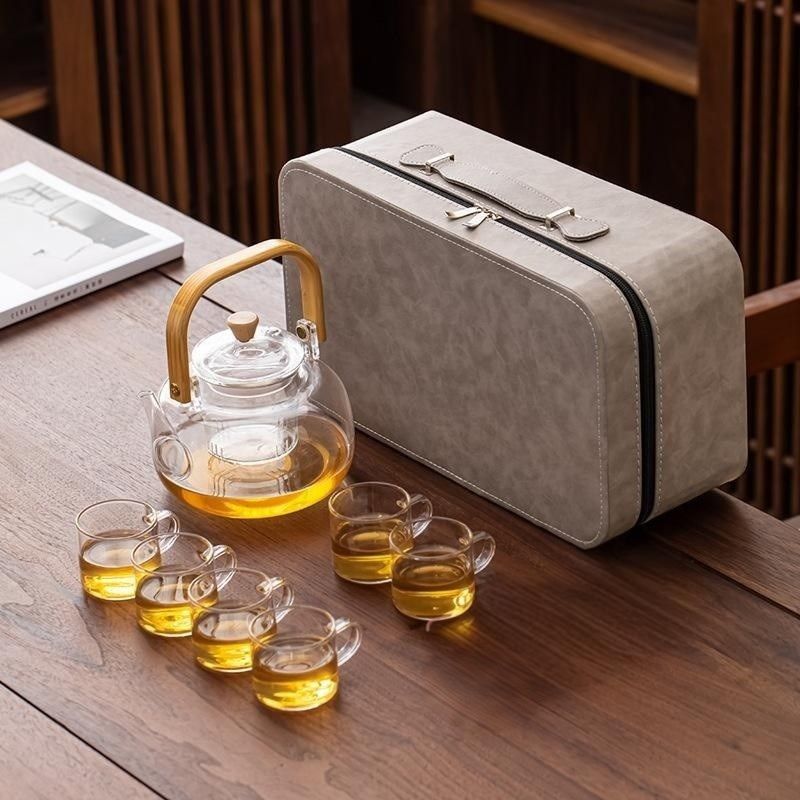 精选户外旅行茶具套装收纳包盒玻璃茶壶套装便携式围炉煮茶壶明火,餐饮具,旅行茶具,淘宝优惠券,粉丝福利购,淘宝优惠卷
