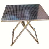 折叠餐桌不锈钢小方桌新款 家用饭桌夜市餐馆租房简易便携折叠桌子