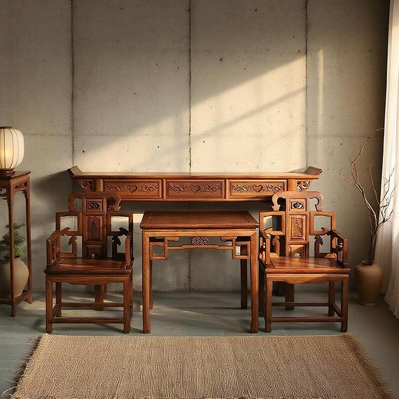 客厅套四件套柜中堂堂屋台八仙桌中堂案桌六件农村条几家具条供桌