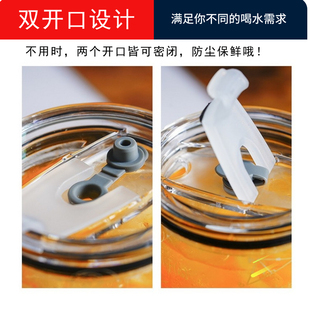 精选水杯大号大容量女超大杯子1000ml玻璃杯带把吸管可爱茶杯男办