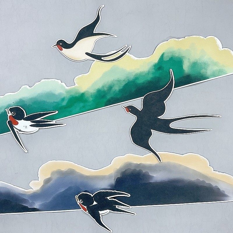 新中式国风燕子无纺布墙贴毛毡材料装饰幼儿园小鸟吊饰空中挂饰,家居饰品,文化墙贴,淘宝优惠券,粉丝福利购,淘宝优惠卷