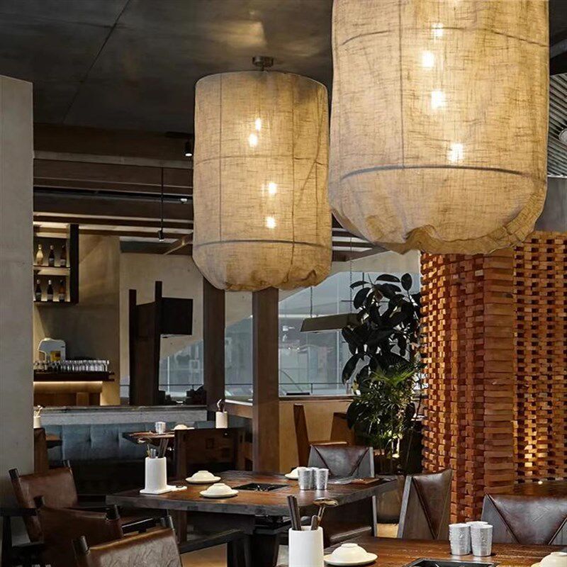 日式酒店复古吊灯侘寂风饭店餐厅火锅店民宿客厅吊灯创意布艺灯具,家装灯饰光源,酒店/宴会厅/餐饮吊灯,淘宝优惠券,粉丝福利购,淘宝优惠卷