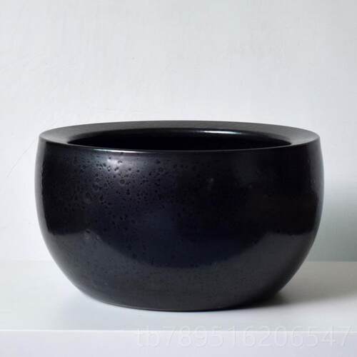 高档景德镇陶鱼缸睡莲花盆古瓷法桌瓷缸黑大号金鱼缸青鳉水色草面
