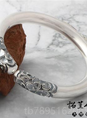 高档工打制银镯祥孙9悟空如意金箍手云棒银手镯齐天大圣99雪花银