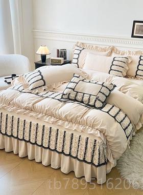 高档秋磨毛1.84mx2.2床裙四件套被套轻奢风冬简约床罩加厚202新款