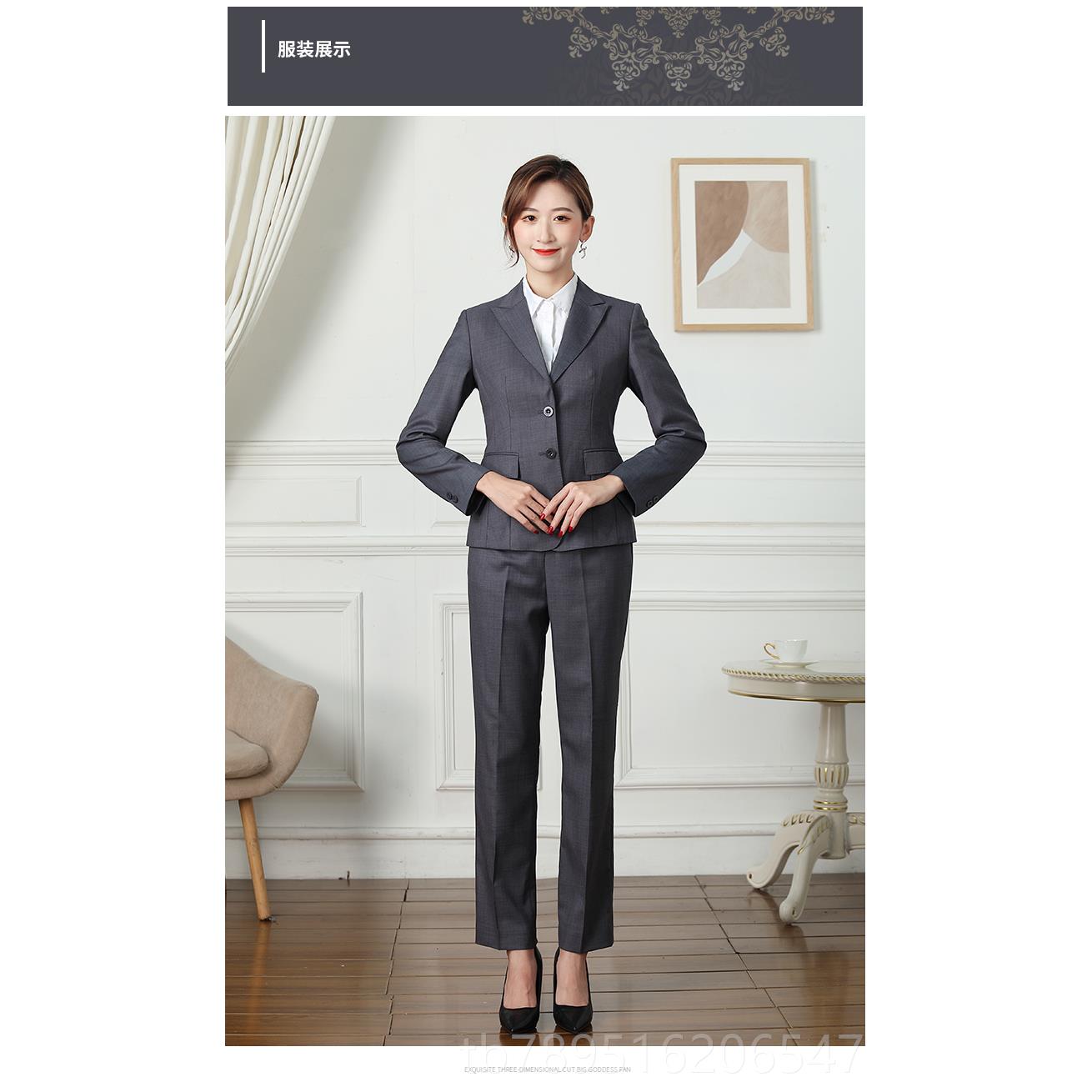 高档灰广发银行新款女士行服西西装广服发银行女色制工作服外套工图片