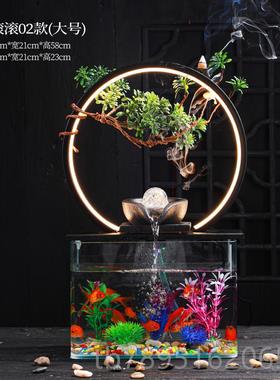 高档悬玻壶循环流水摆件配件配璃小鱼缸喷泉加器客厅办公湿室搭桌
