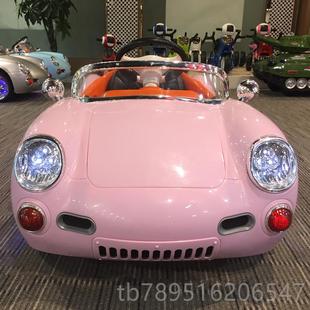 高档童电儿坐动四轮遥控敞篷车跑车遮阳棚复古小孩汽车宝宝玩具车