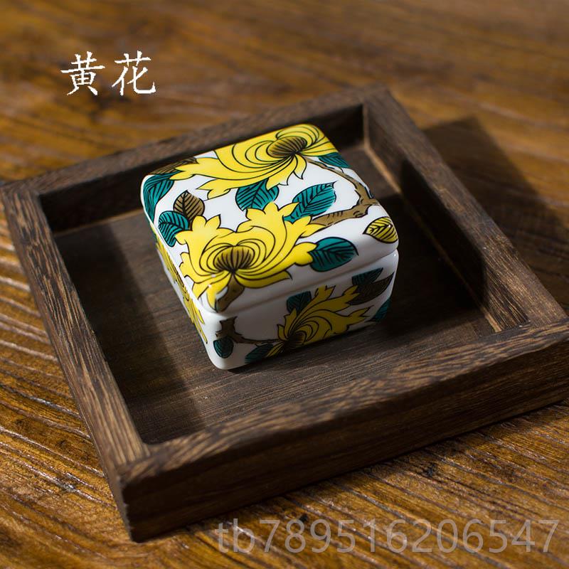 高档陶瓷文房四宝池带盖保湿防书蒸发墨碟墨子复古小楷法墨碗号小