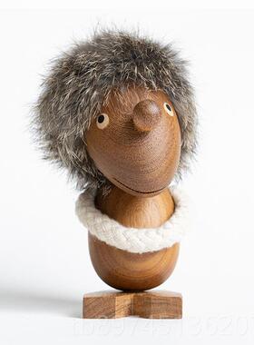 正品乐玩观与悲观者 北欧ins经典摆件丹麦木者偶意办公室木创质偶