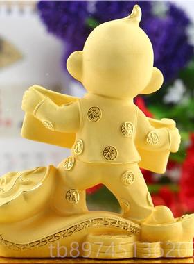 正品沙绒金可爱生肖猴摆件年贺岁礼新品送朋领导友开业生日礼物摆