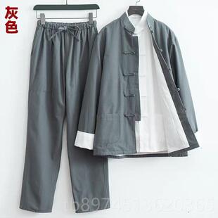 正品中服国汉风春秋外套纯棉老粗布太唐装文艺复古服居士服练功极