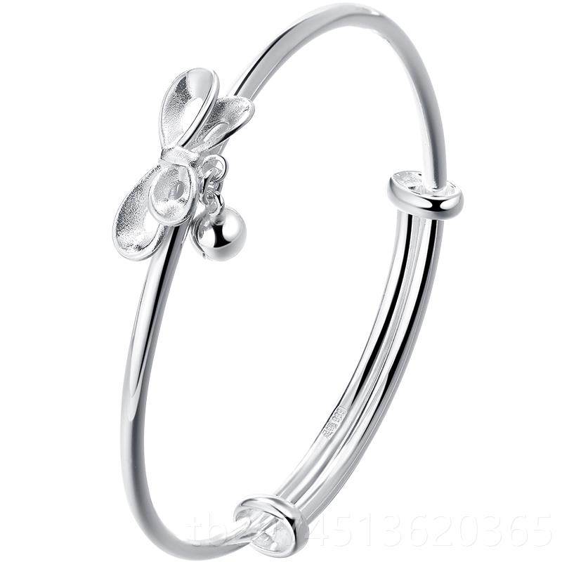 正品clect珂里蝶结手镯女纯银年轻蝴款银999足银镯子实心银饰生日