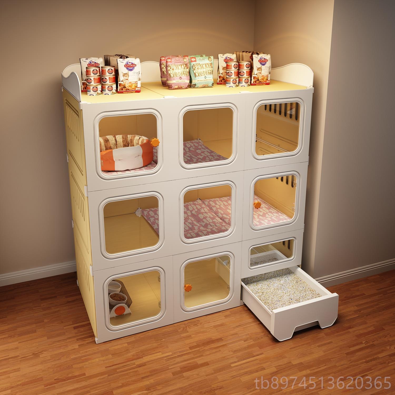 正品猫笼子猫砂盆一体猫厕别猫窝猫猫舍猫屋猫家用室内不占墅地咪