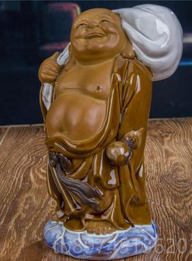正品石湾公仔客厅装饰品陶春瓷件收藏摆送礼精品佛像摆弥勒佛风件