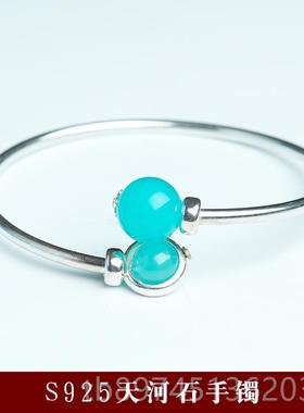 正品银典工坊999银手纯银银女竹节口镯小众个开性首饰镯送女友送