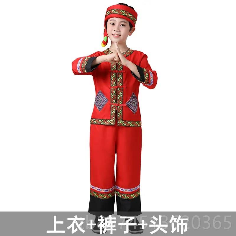 正品广西三三壮头饰服少儿服装少数民族男童女童苗瑶族族舞蹈月演