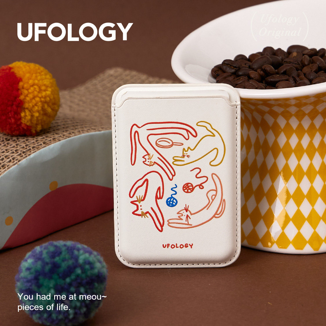 Ufology原创设计磁吸手机卡包适用苹果magsafe卡套插画猫咪可爱