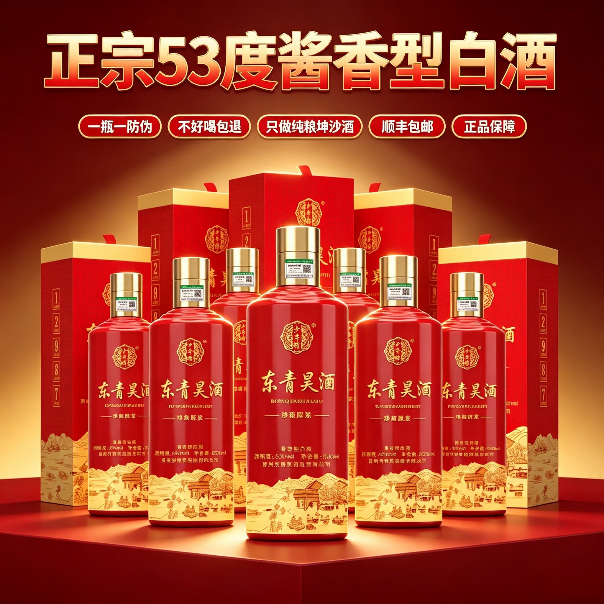 东青昊酒珍藏原浆贵州酱香型白酒53度纯粮食大曲坤沙接待六瓶包邮