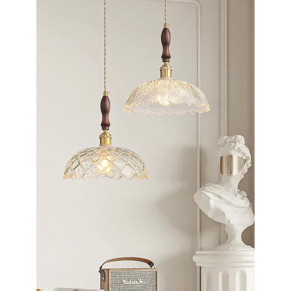 饭厅吊灯法式覆古吊灯客厅吊灯卧室灯中古风吧台吊灯胡桃木吊灯