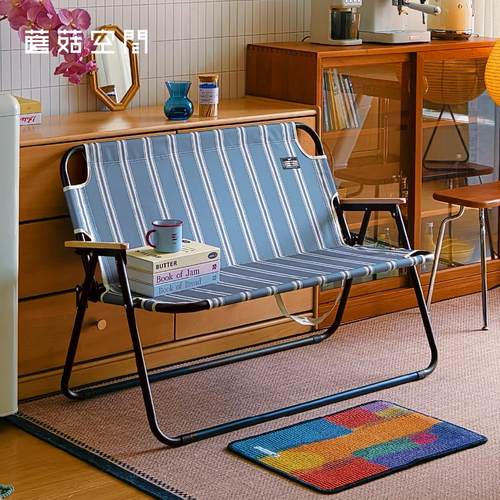 户外双人椅露营折叠椅子可携式阳台庭院靠背休闲 椅懒人椅户外家