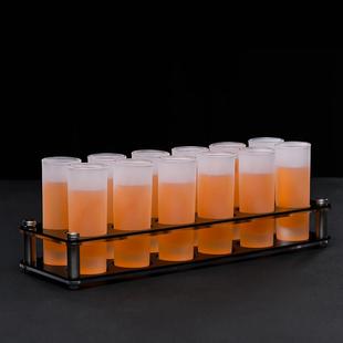酒吧KTV高款 带杯架70ml磨砂洋酒杯shot杯 子弹杯长型鸡尾酒杯套装