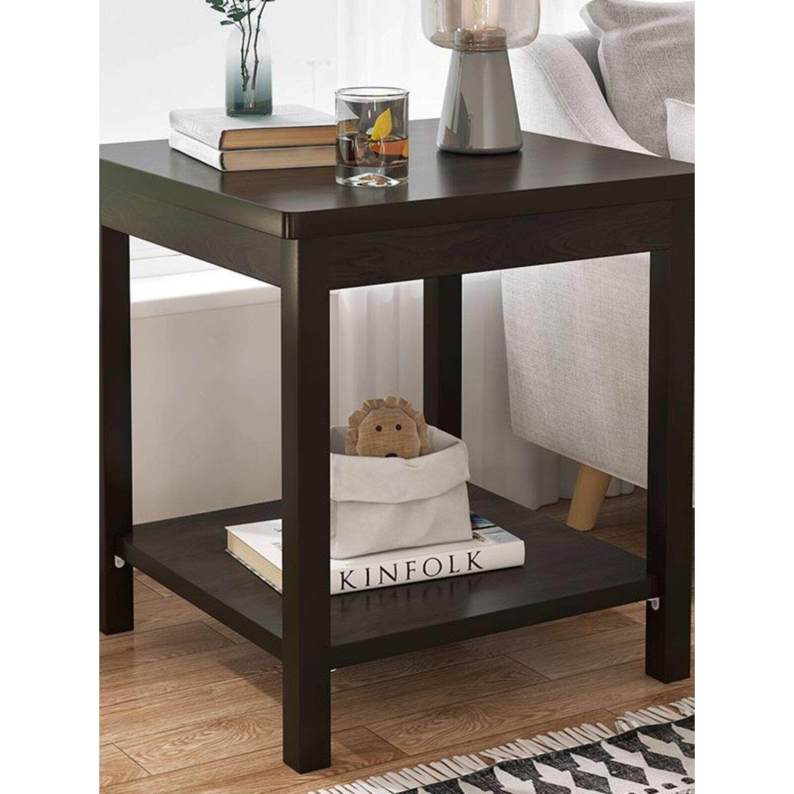 沙发边几小茶几小户型实木色茶桌简约现代边桌客厅阳台正方形角几