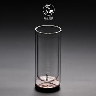 创意木底双层玻璃绿茶杯家用高档个人专用防烫耐热喝水杯子办公室