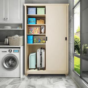 家用阳台储物柜卧室推拉门衣柜户外防水防晒渔具杂物收纳钢制