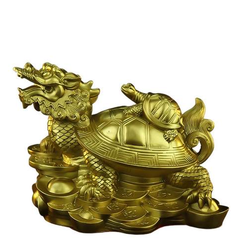铜龙龟摆件纯黄铜八卦龙头龟母子龙龟招财客厅办公室玄关家居饰品