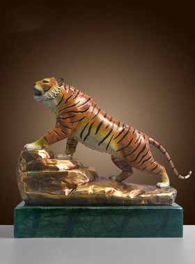 纯黄铜老虎摆件虎啸生肖虎上山虎