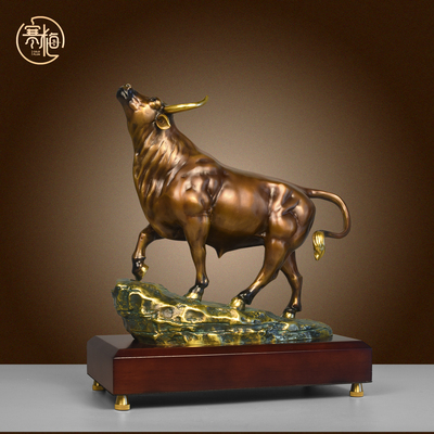 纯黄铜牛摆件华尔街股市旺市牛