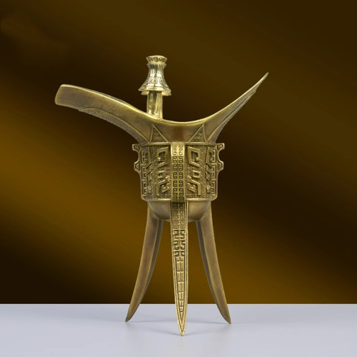 纯铜三足酒杯爵杯帝王酒杯