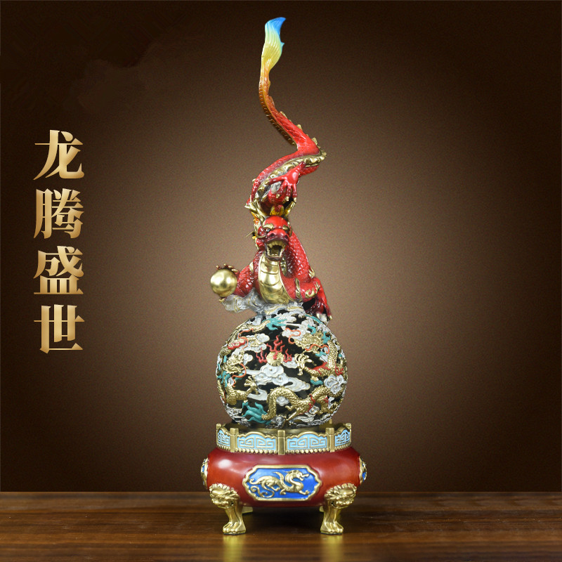 纯黄铜龙腾盛世青龙摆件生肖龙
