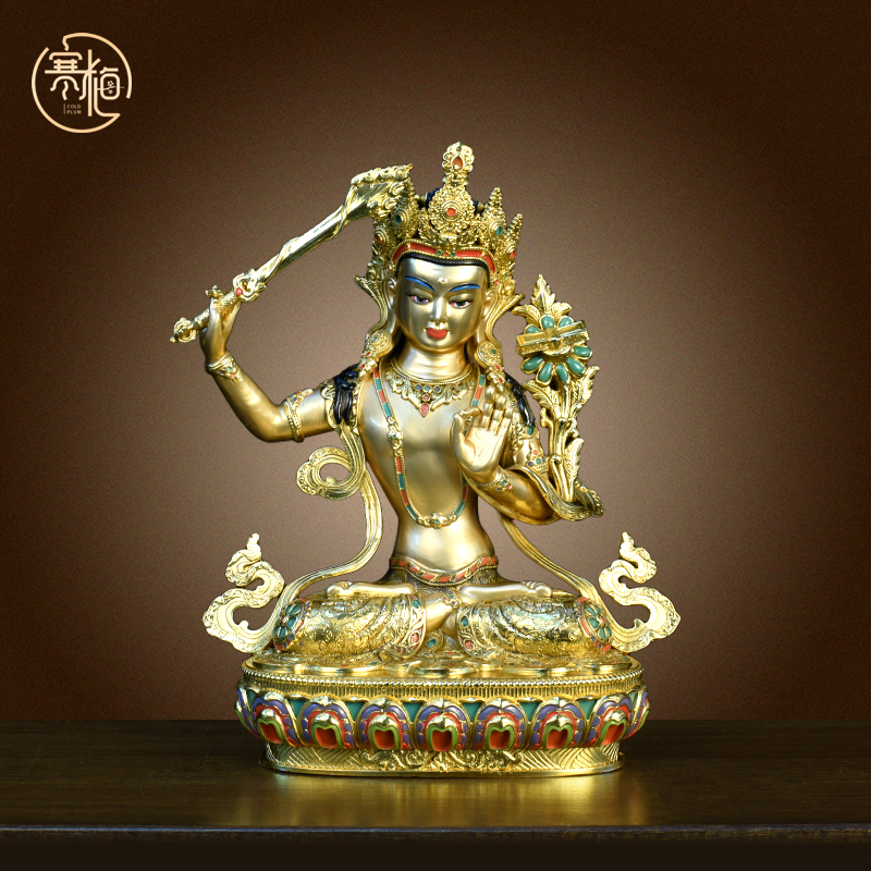 纯黄铜文殊菩萨像神像铜佛像