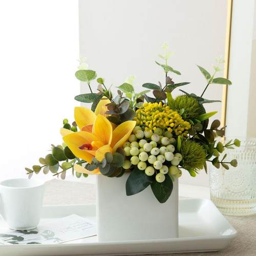 北欧现代小清新仿真花假花尤加利室内玄关客厅餐桌花装饰摆件花艺