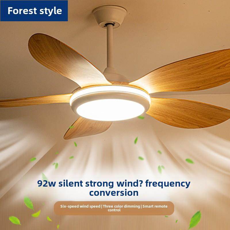 森林风风扇灯大风力侧发光吊扇灯 卧室餐厅客厅现代简约带灯电扇