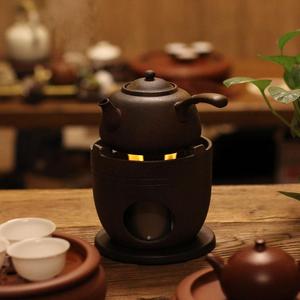 【归臻套装】老岩泥手工砂铫烧煮水陶壶酒精炉户外室内老式泡茶壶